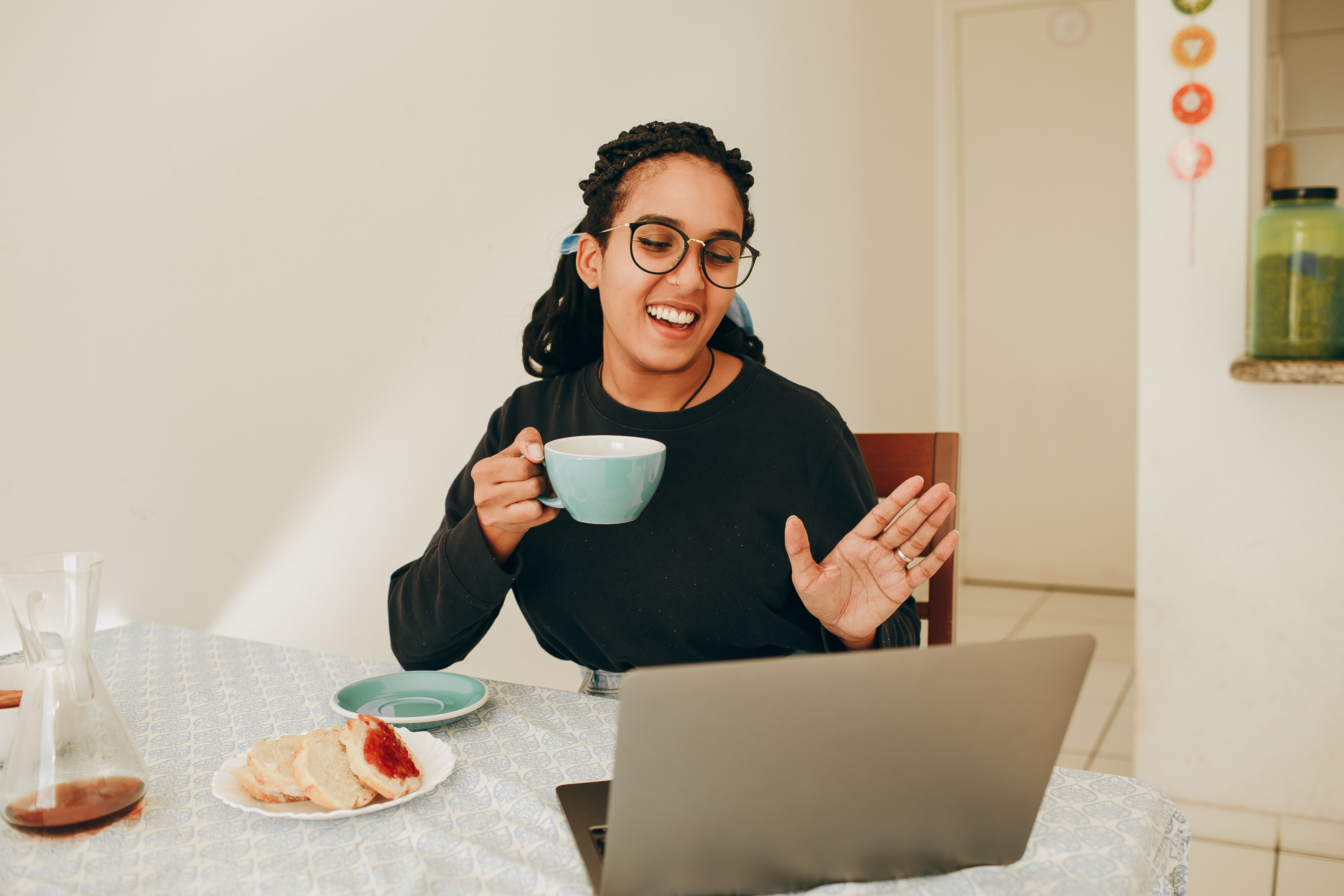 Woman sitting in front of laptop at a surrogate match meeting