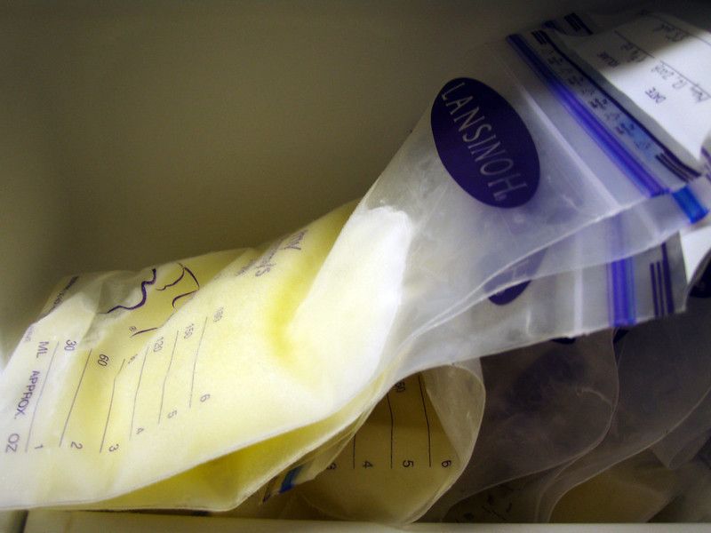 Frozen breastmilk to feed a baby born through surrogacy.