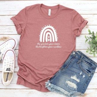 Dusty Rose greater the storm the brighter the rainbow surrogacy shirt