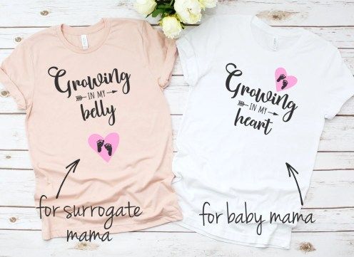 Matching growing in my heart and growing in my belly surrogacy shirt